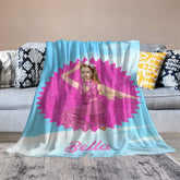 Aperturee - Custom Photo Glitter Pink Circle Blue Sky Blanket